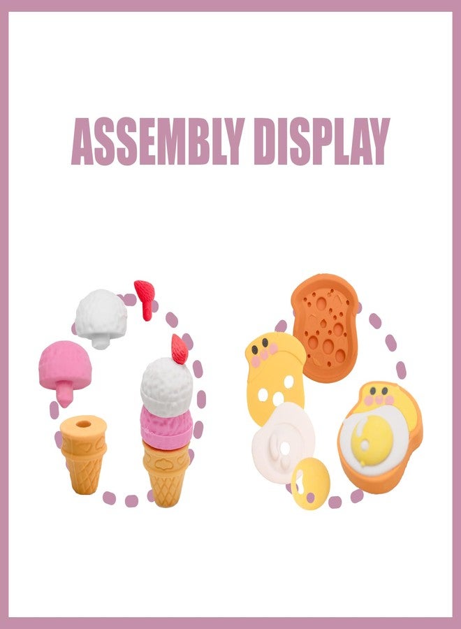 CLOCK KING 42Pcs 3D Food Erasers for Kids, All are Food Styles, Random Desktop Pets Toys Gifts, Mini Puzzle Classroom Rewards, Kids Party Favors Back to School Supplies - Image 3